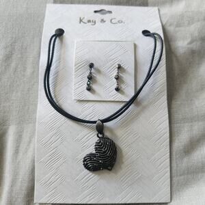 Kay & Co. Black Necklace‎ with earrings